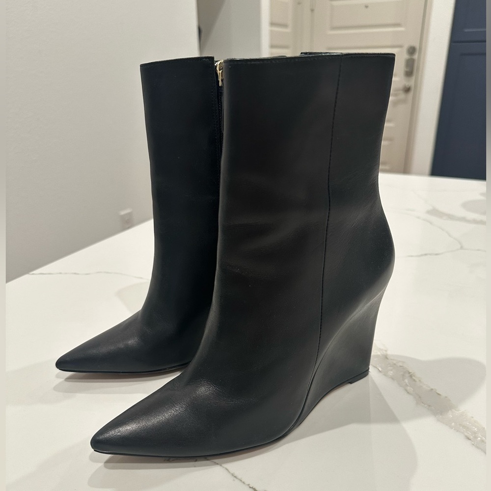 ALEXANDRE BIRMAN - Angelina 100 Leather Wedge Bootie - Size 37 - Picture 2 of 5